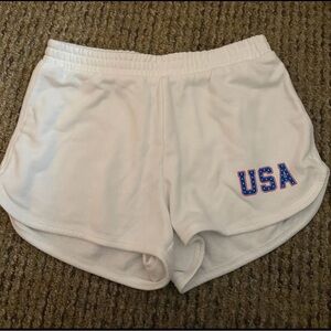 Universal Thread White Women's Athletic Shorts with USA Applique